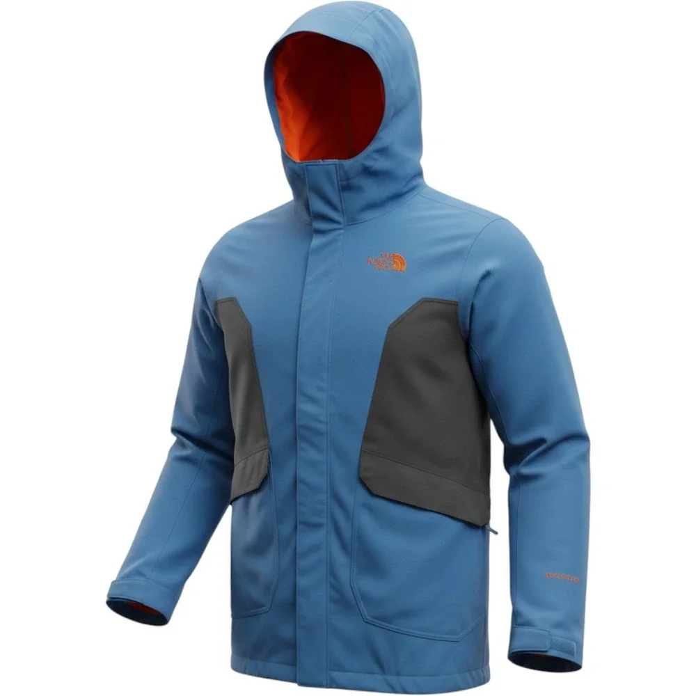 The North Face Boys XL 18/20 Blue Grey Hooded Ski Jacket Powder Skirt Shell